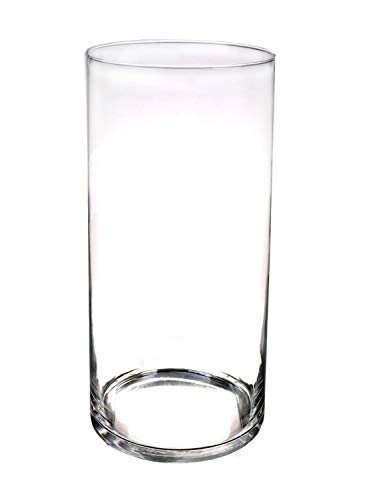 INNA-Glas Portavelas cilíndrico Sanya Air de Cristal, Transparente, 60cm, Ø19cm - Vaso de Cristal - Farol Decorativo