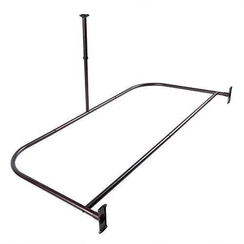 Utopia Alley D-Shaped Shower Curtain Rod for Freestanding Tub - Rustproof Aluminum with Ceiling Support 60x25 Inch Oil Rubbed Bronze