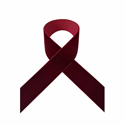 Image of QIANF Velvet Ribbon, 1 1 /2-Inch by 25-Yard Spool (Burgundy)