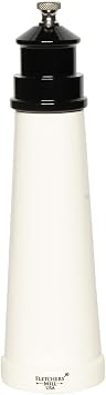 Fletchers' Mill Lighthouse Salt Mill, White/Black - 9 Inch, Adjustable Coarseness Fine to Coarse, Made in U.S.A.