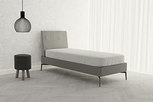Italian Bed Linen Fitted Sheet "Elegant" with Corner, Microfiber, Single, White - Image 4