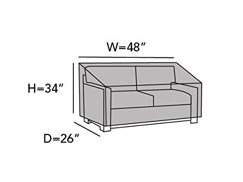 Covermates Outdoor Patio Sofa Cover - Heavy-Duty Polyester, Weather Resistant, Drawcord Hem, Seating and Chair Covers, 48W x 26D x 34H, Ripstop Black