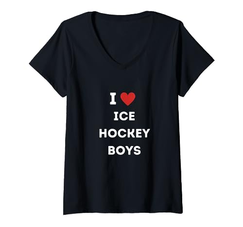 Me encantan los chicos del hockey sobre hielo, me encantan los chicos del hockey sobre hielo Camiseta Cuello V