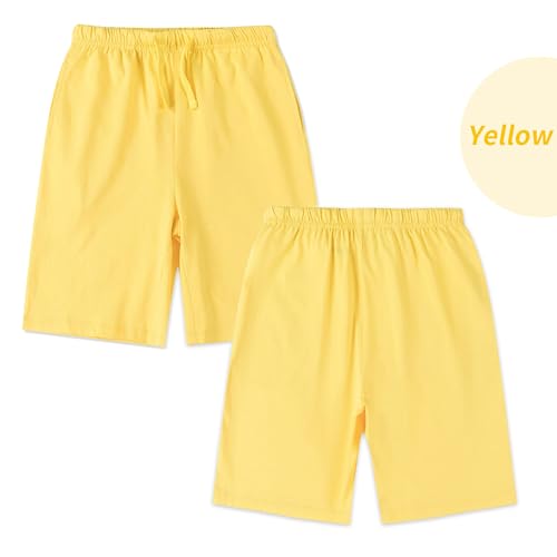 ALAVIKING Kids 1 or 2 Pack 100% Cotton Jogger Shorts Drawstring Elastic Waist Active Shorts for Boys or Girls 3-12 Years2