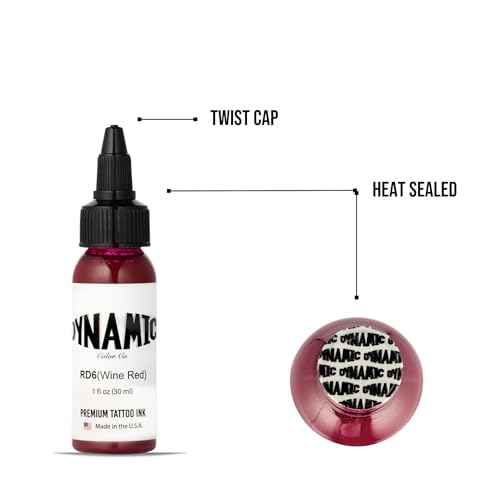 Image of Dynamic Color Wine Red Tattoo Ink, Made in USA Since 1990, 1 oz | Sterilized and lot-numbered for full traceability; established American brand trusted by artists worldwide