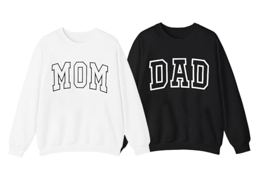 Image of ASTANFY Mom Sweatshirt Dad Sweatshirt: Mom And Dad Shirts Parents Outfits Pregnancy Gifts Fall Crewneck Sweatshirts