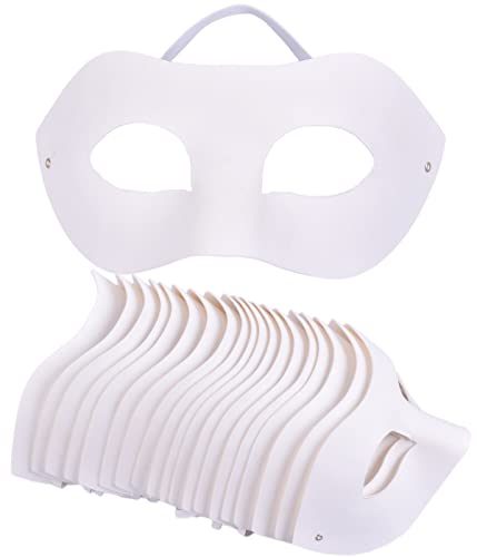 RUSVNO 20 Pieces Paper Mache Art Masks DIY Blank Paintable Paper Mask White Masquerade Masks