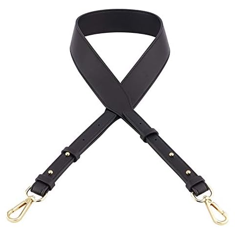 CHGCRAFT 39-47 Inches Adjustable Bag Straps Quality Leather Adjustable Shoulder Strap with Alloy Swivel Clasps for Handbag Shoulder Bag Crossbody Bag Purse, Black 1.46 Inches Width Cover