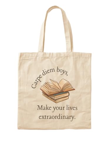 Sac fourre-tout long Carpe Diem Le Cercle des poètes disparus en toile de coton imprimée