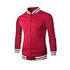 VLOYSR Jackets for Men UK 2025 Stylish Mens Varsity Casual College Jacket Long Sleeves Sprots Baseball for Track Men Lightweight Outerwear Gilets with Pockets Unisex Top Streetwear 06-Red 3XL #5