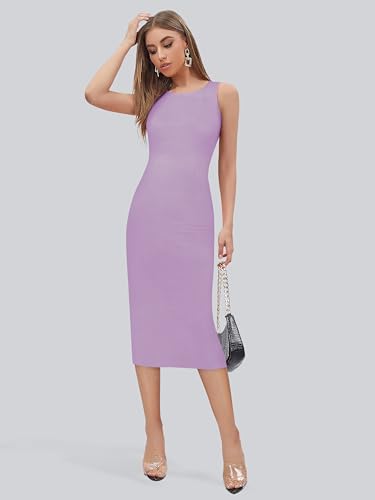 Image of Toochki Women's Spandex Solid Bodycon Western Dress | A line | Winter Dress | Western | | Trendy | Midi Body Hugging