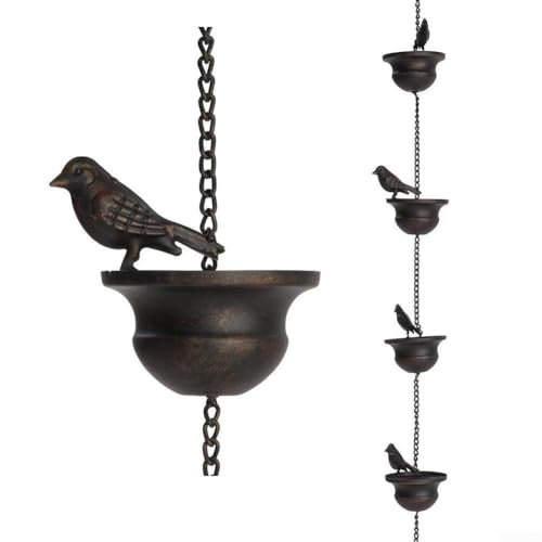 Chaîne de pluie oiseaux 2m40 en fer pour décoration extérieure