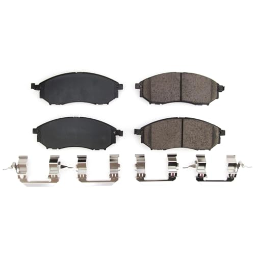 Image of PowerStop Front Brake Pads for Infiniti FX35 2006-12 |FX37 2013 |FX45 2006-08 |QX70 2014 - Z17 Ceramic Brake Pads with Installation Hardware, 17-888B