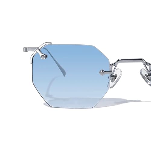 Mykono Collection Hand Detailed Luxury Hexagon Rimless Sunglasses UVA UVB Protection Style for Men and Women4