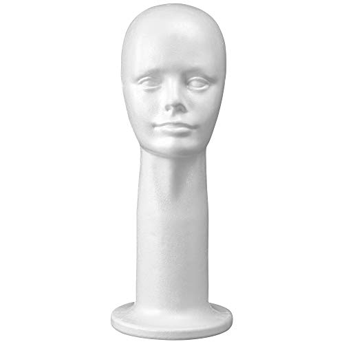 17'' Inch Styrofoam Wig Head Mannequin, Style, Model & Display Women's Wigs, Hats & Hairpieces - Extra Large - by Adolfo Designs