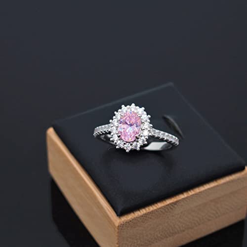 Women's 925 Sterling Silver Ruby/Padparadscha Sapphire Ring, Fashion Promise Anniversary Propose Wedding Ring with Simulated Gemstones for Women3