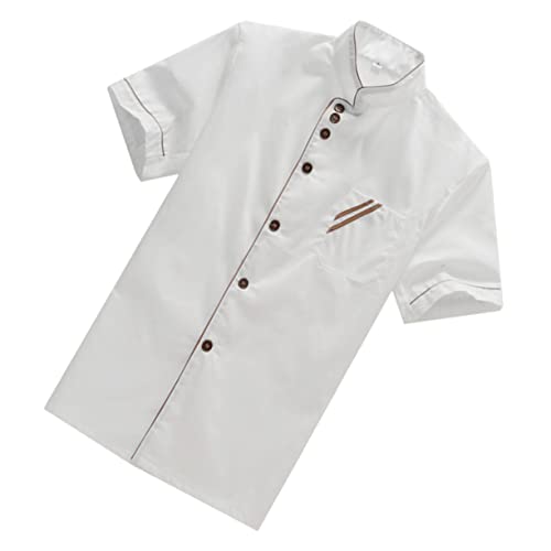 COSMEVIVI Unisex Short Sleeve Chef Coat Oil Proof Easy Wash Loose Fit Catering Jacket Size Xxxl