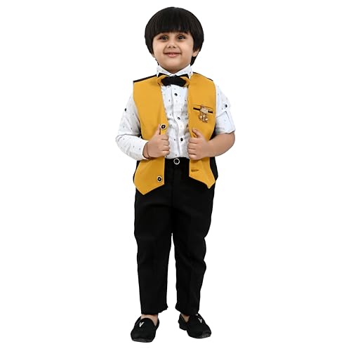 Image of Kids Boys Ethnic Suit Set I Boy's 3-Piece Suit with Bow Tie | Kids Party Suit Set Shirt, Pant & Waistcoat