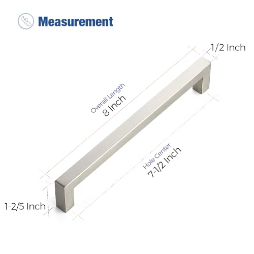 Image of Ravinte 10 Pack Kitchen Brushed Nickel Cabinet Handles 7-1 /2 Inch Hole Center Stainless Steel Square Cabinet Pulls for Dresser Drawer Cupboard Handles with Screwdriver