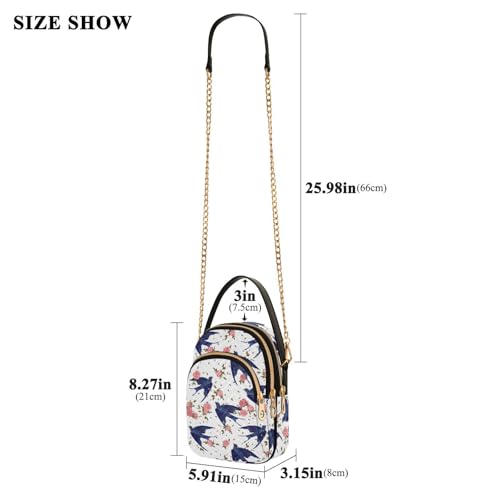 susiyo Spring Birds Swallow Small Crossbody Bags Shoulder Bag for Women Multi Zipper Stylish Ladies Messenger Bags Phone Purse Handbag Wallet3
