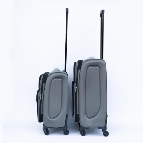 Durable Oxford Softside Luggage Set (20" & 24") - Lightweight Trolley Suitcase with 360° Wheels - Gray4