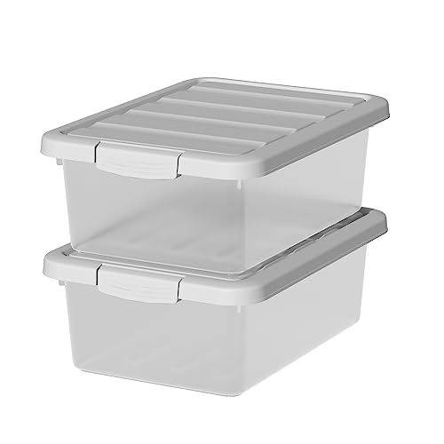 2-Pack-Medium-Storage-Bins-with-Lids-14-Quart-Stackable-Box 2-Pack Medium Storage Bins with Lids, 14 Quart Stackable Box - Image 1