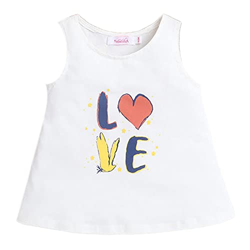 Image of Hopscotch Baby Girls Mini Length Cotton Sleeveless Text Printed Dress in White Color