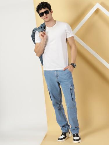 Image of Thomas Scott Men Mid Rise Relaxed Fit Cargo Jeans
