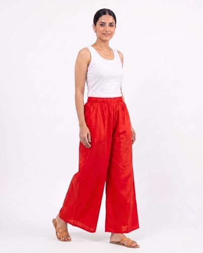 Image of Women Plazzo | Rayon Wide Leg for Women | Elastic Waist Flared Palazo Trousers | Comfortable Casual & Ethnic Wear Palazzo Pants