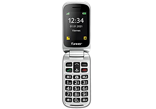 Telefono-Movil-Funker-C85-Easy-Comfort-Negro-con-Tapa-para-Personas-Mayores-con-Boton-SOS-Base-Cargadora-Negro