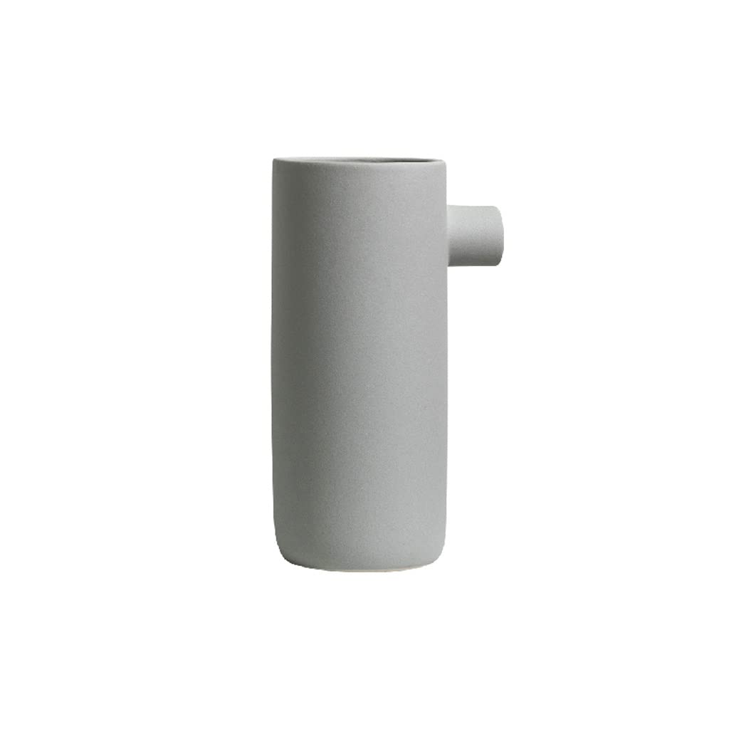 Vase céramique gris anti-chute à ouverture latérale pour grands bouquets de table