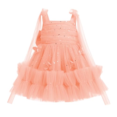 Flower Girls Birthday Party Dress Sleeveless Butterfly Sequins Glitters Wedding Pageant Ruffle Tulle Tutu Dress