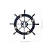 Wood Pirate Helm Wheel Home Nautical Wall Marine Decor(Dark Blue)