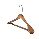 KOGJOGH Perchas estándar Perchas de Madera Abrigo de Hombro Ancho Solid Madera Traje Percha Hogar Balcón Ropa Soporte Seco Armario Suéter Vestido Organizador Rack(B)