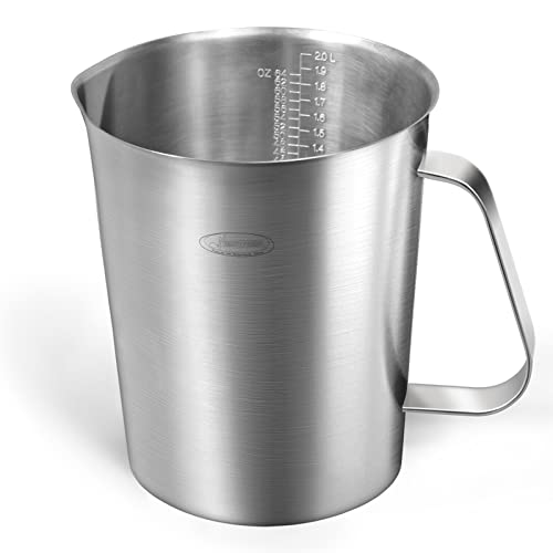 Image of Measuring Cup, Newness Stainless Steel Measuring Cup with Marking with Handle, 64 Ounces (2.0 Liter, 8 Cup)