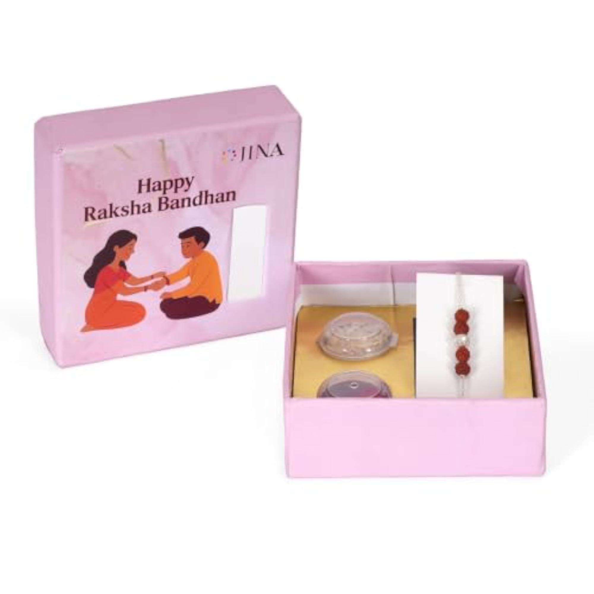 92.5 Sterling Silver Rudraksha Rakhi Bracelet with Studded Center Bead