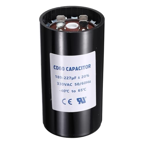 Image of sourcing map CD60 Capacitor 189-227 UF/Mfd, 330 VAC CD60 Run Motor Start Capacitor 50/60 Hz for Electric Fan Motor Starting Well Pump, Black