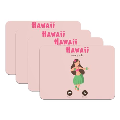 Set de table caoutchouc antidérapant rose Hawaii grand format de table - 2