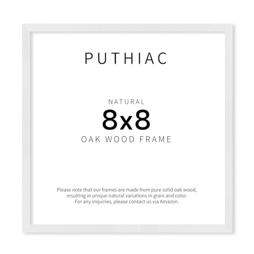 8x8 White Oak Wood Picture Frame - 8x8 Photo Frame, 8x8 Picture Frame Wood, Natural Solid Wooden Picture Frames for Wall Art Photo and Prints (1 Pack, White)