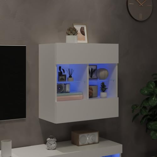Meuble TV mural avec lumières LED RVB et rangement multi-usage - 3