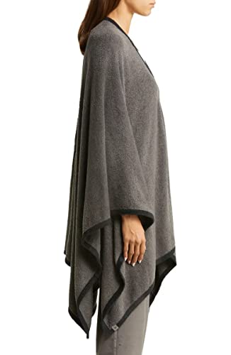 Barefoot Dreams CozyChic Lite Bordered Wrap, Long Fine Knit Open Front Cardigans, Lightweight Long Sleeve Winter Clothes, Cocoon Wrap Sweater, Mineral/Black, One Size4