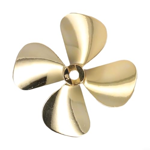 Qualoramall RC Bootspropeller 4 Blätter Metall Propeller mit 4 mm Schaftloch Zinklegierung vergoldet für Fernbedienung Marine ROV Angeln Köder Bootsteile (D55mm Linkshänder)