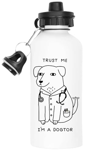 Udaytee Dogtor I'am Trust Me Thermo-Wasserflasche, Weiße Trinkflasche