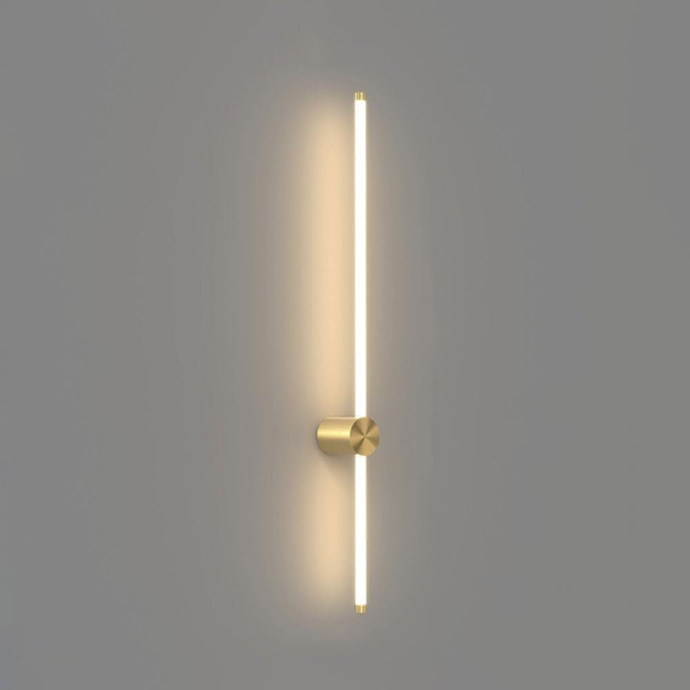 HCZKIUJY Wall Sconces Copper LED Linear Wall Light Indoor Long Strip Wall Sconce Modern Minimalism d Hallway Wall Mount Lamp Black Linear Bar Bathroom Vanity Light for Bedside Bedroom St(Gold-80CM)