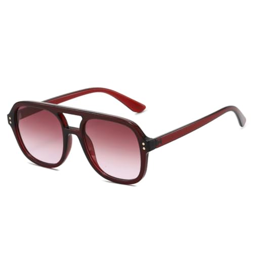 Lunettes de soleil double pont style rétro finitions rivets géométriques