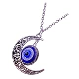 Veemoon Collar Colgante de Mal de Ojo Turco Azul y Luna, Cadena Unisex de Joyería Amuletos de Ojos Azules para Mujer, Decoración Protectora y Obsequio Especial