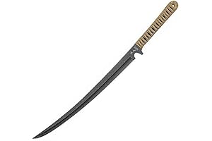 Ronin Tactical Tan Combat Wakizashi Sword - Stonewashed Stainless Steel, Faux Ray-Skin Handle