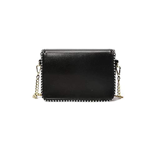 Sac de mode simple pour vos sorties - Sac carré noir perlé rivets