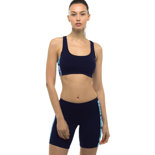 Private Island Women UPF50+ Skinny Beach Board Shorts Swim Hot Pants Rash Guard (L, Navy JV-YSP)