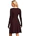 AUSELILY Langarm Strickkleid Damen Rundhalsausschnitt Pullover Kleid Gestrickt Herbstkleid Damen mit Taschen Weinrot L